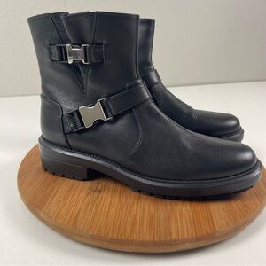 AQUATALIA Lillie Leather Buckle Combat Booties